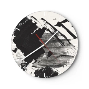 Horloge murale - Pendule murale - Abstraction – expression du noir - 40x40 cm