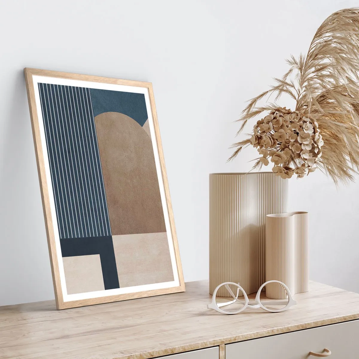 Affiche dans un chêne clair - Poster - Composition simple et en rondeur - 30x40 cm