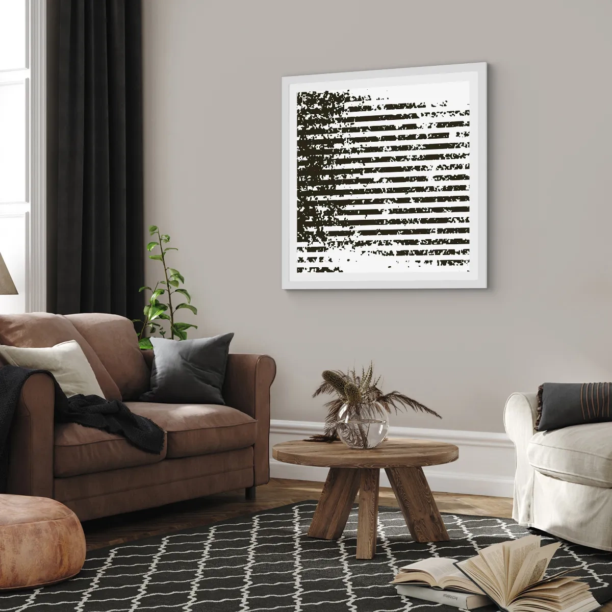 Affiche dans un cadre blanc - Poster - Rythme et bruissement - 40x40 cm