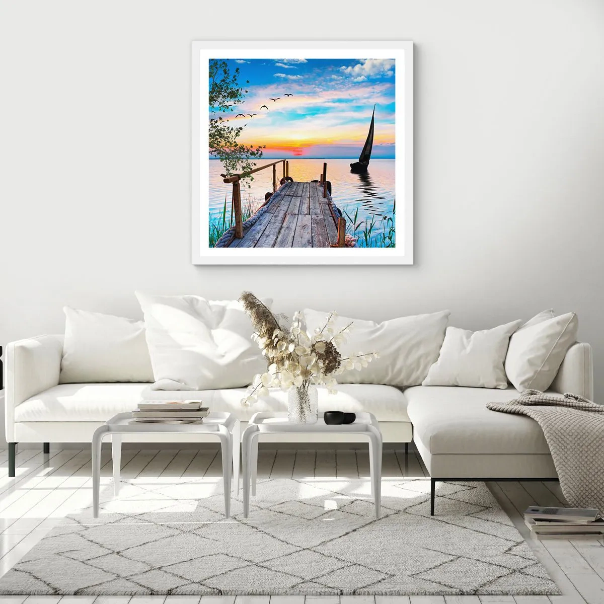 Affiche dans un cadre blanc - Poster - Bonsoir! - 30x30 cm