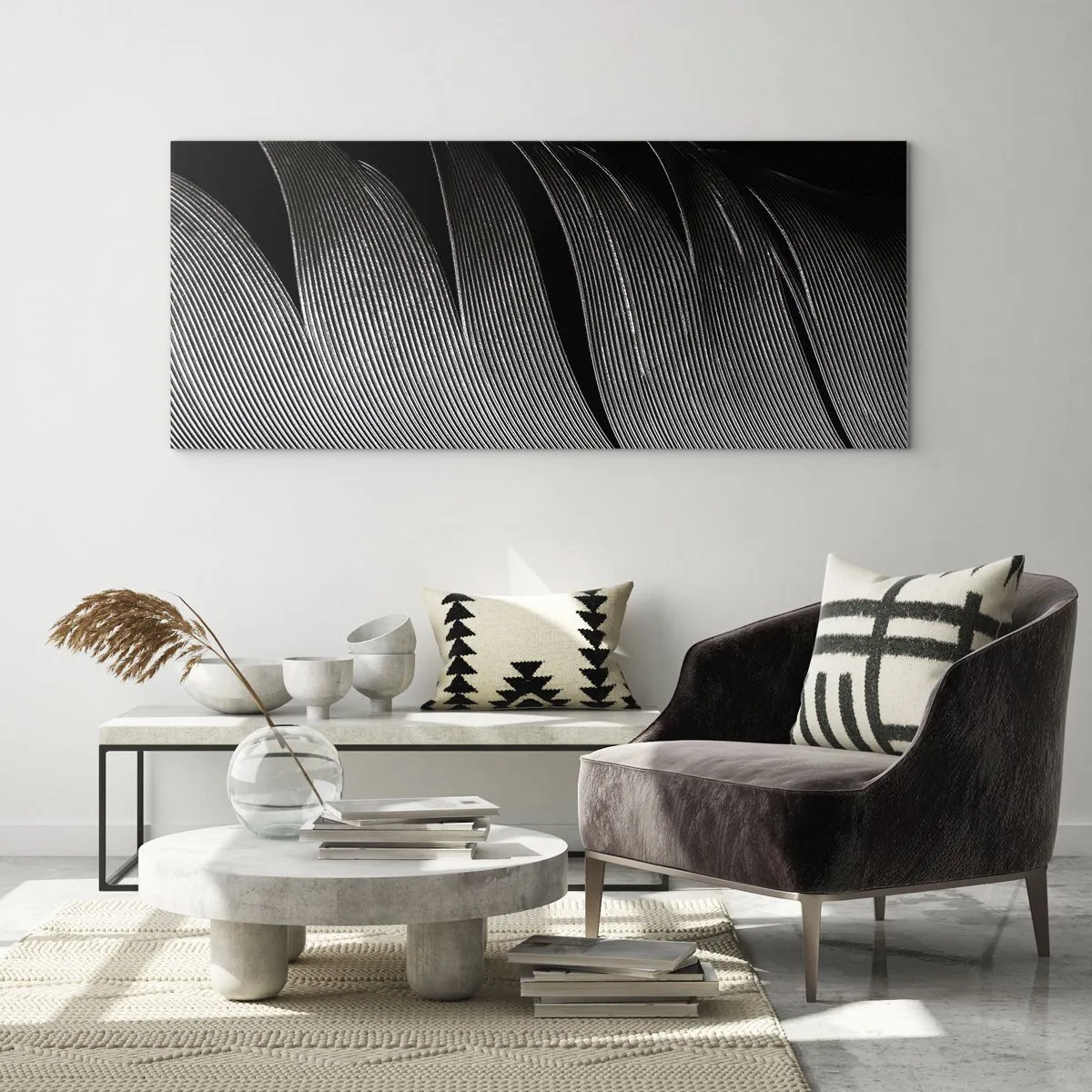 Impression sur verre - Image sur verre - La plume – un design magnifique - 100x40 cm