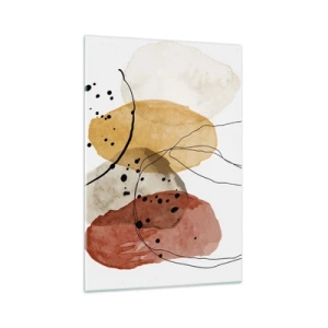 Impression sur verre - Image sur verre - Taches abstraites dans les tons beige, jaune et rouge - 70x100cm - Léger et transparent comme l'air - Décoration murale moderne pour le salon et la chambre ARTTOR