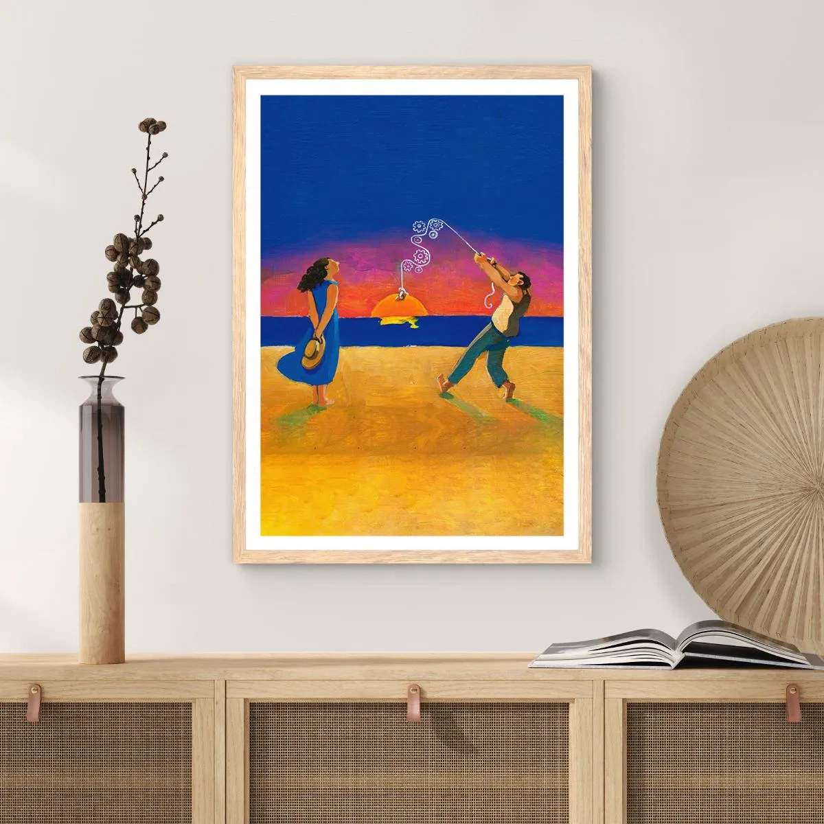 Affiche dans un chêne clair - Poster - Plus qu'une étoile dans le ciel - 61x91 cm