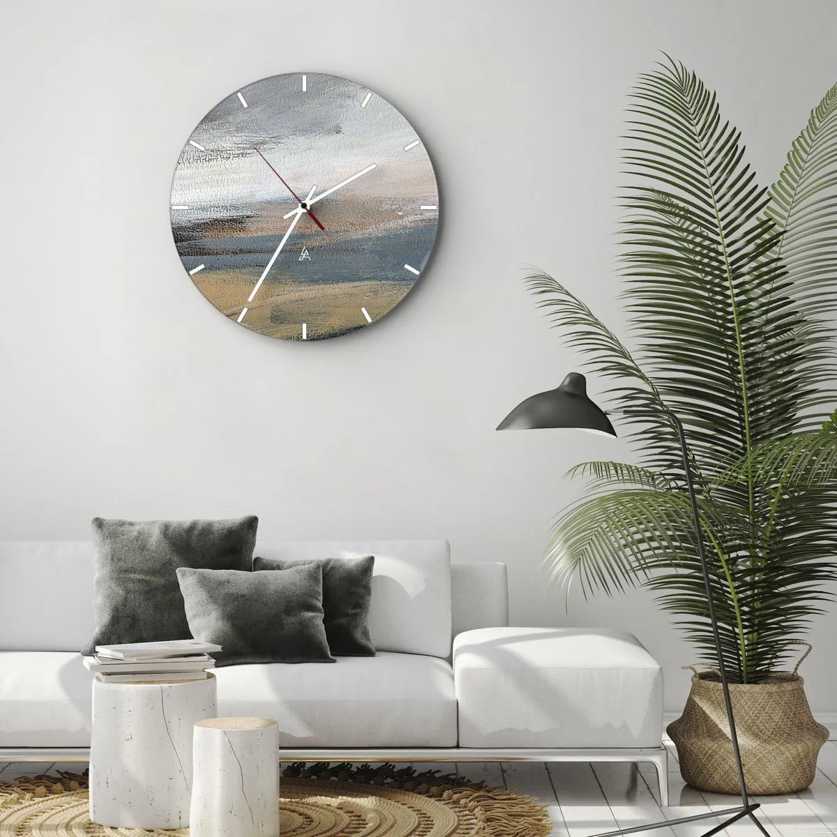 Horloge murale - Pendule murale - Une abstraction picturale ressemblant à un paysage aux tons froids. - 30x30cm - Abstraction : paysage nordique - Décoration murale moderne pour le salon, la cuisine et la chambre ARTTOR