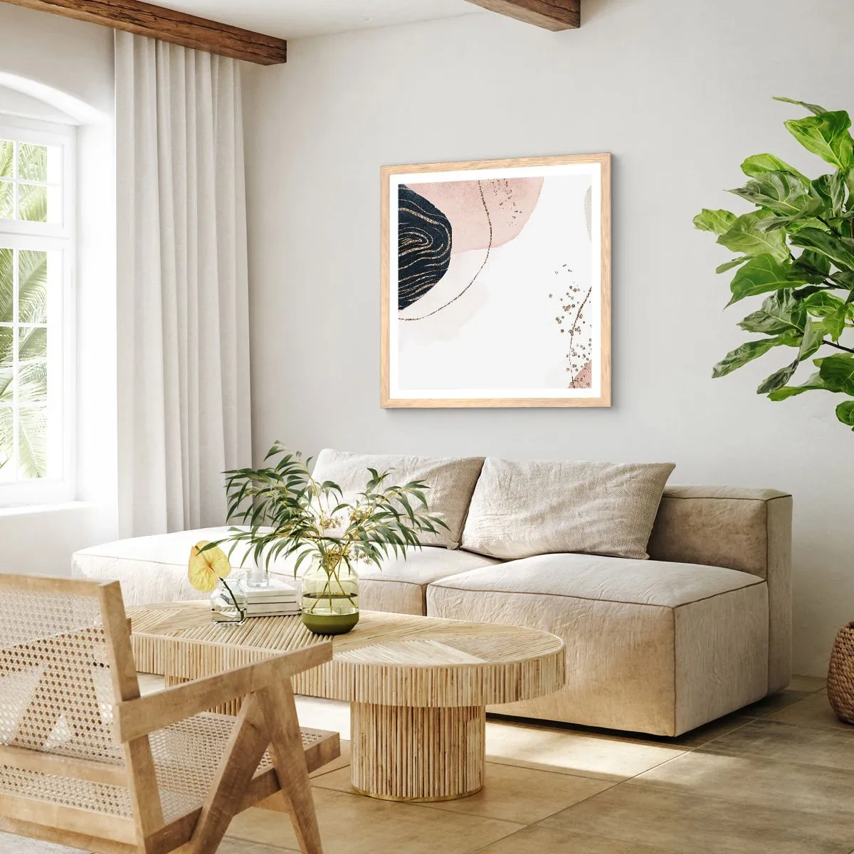 Affiche dans un chêne clair - Poster - Tout coule - 60x60 cm