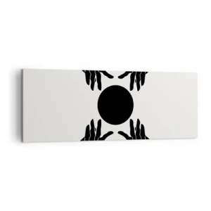 Impression sur toile - Image sur toile - Mains noires dans une composition symétrique avec une boule - 140x50cm - Signe secret - Décoration murale moderne pour le salon et la chambre ARTTOR