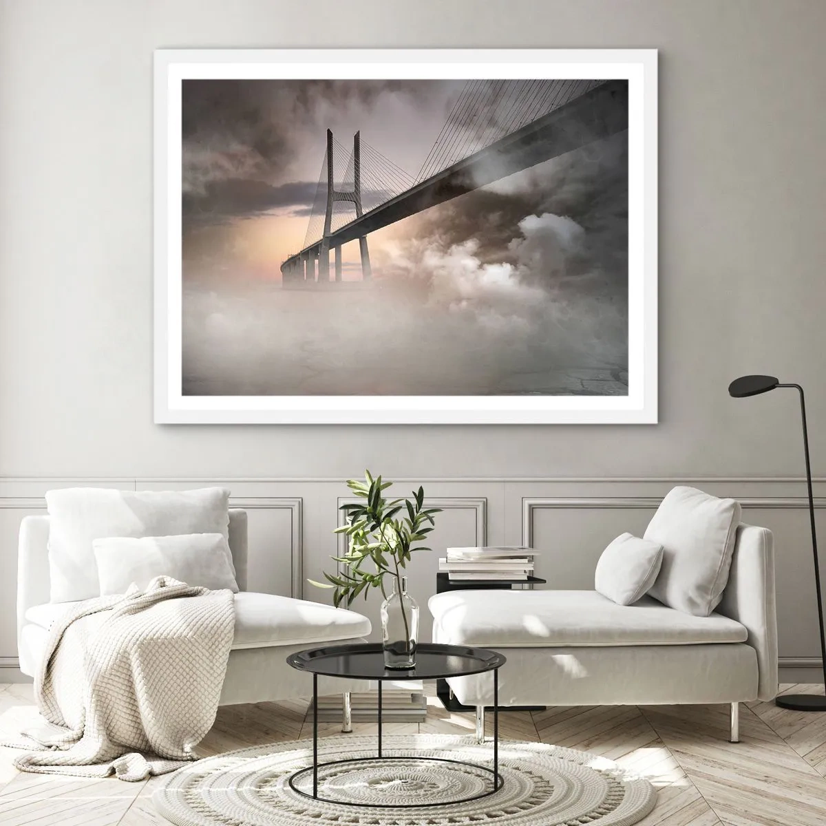 Affiche dans un cadre blanc - Poster - Sur la rivière qui n'existe pas - 100x70 cm