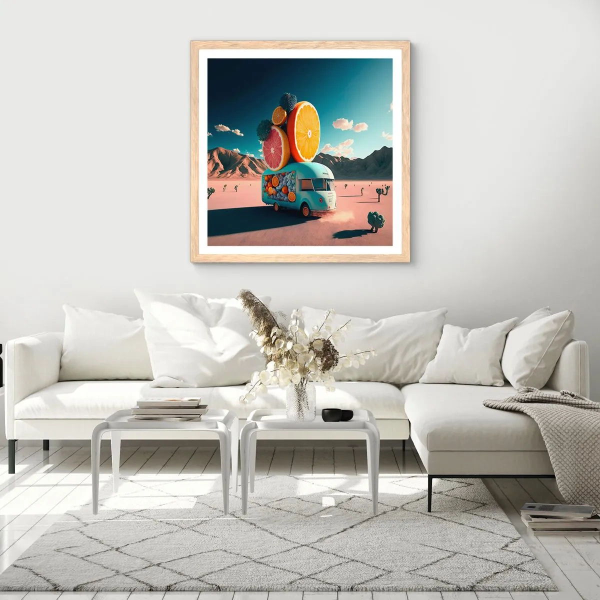 Affiche dans un chêne clair - Poster - Le goût des vacances - 50x50 cm