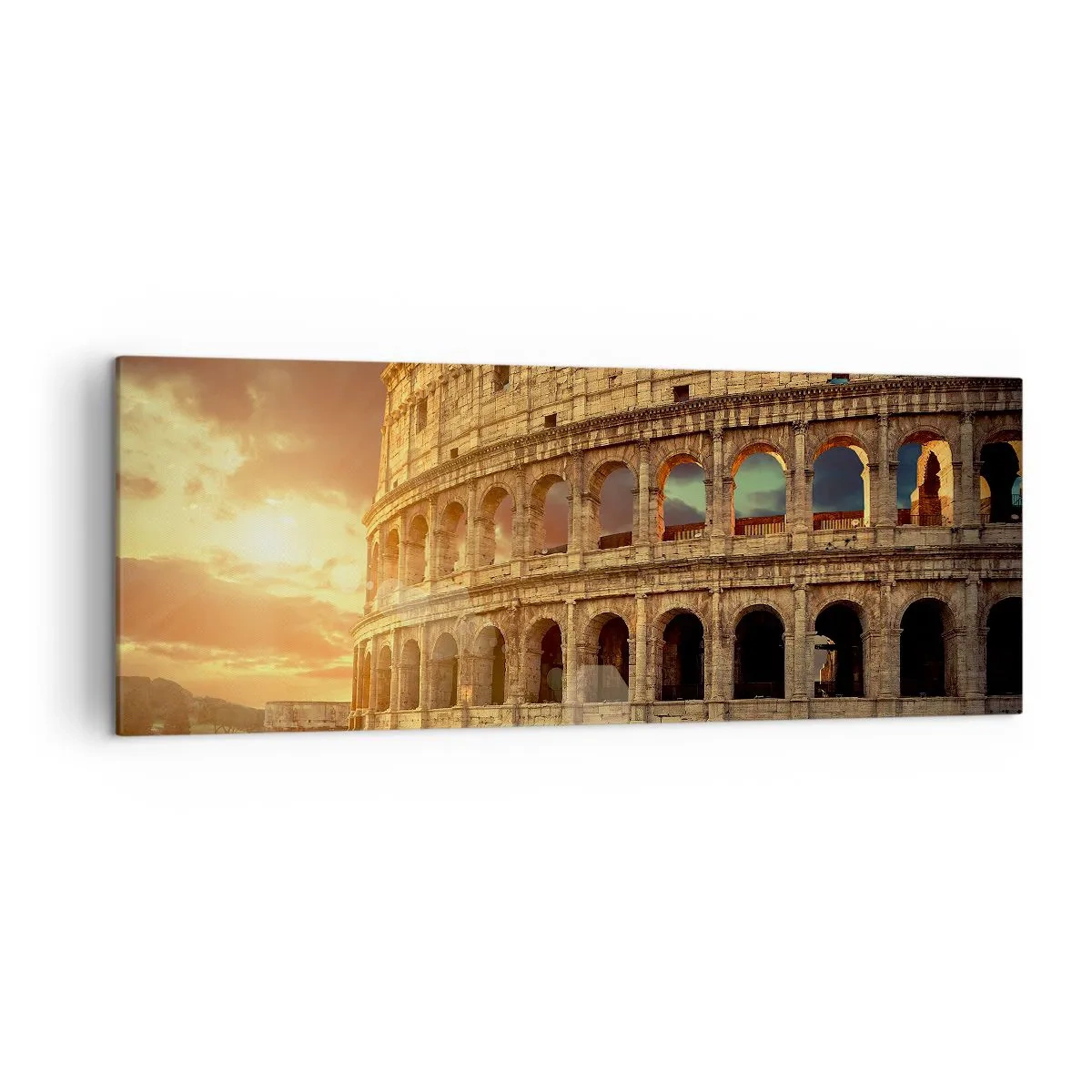 Impression sur toile - Image sur toile - Le Colisée de Rome au coucher du soleil - 140x50cm - Une impression colossale - Décoration murale moderne pour le salon et la chambre ARTTOR