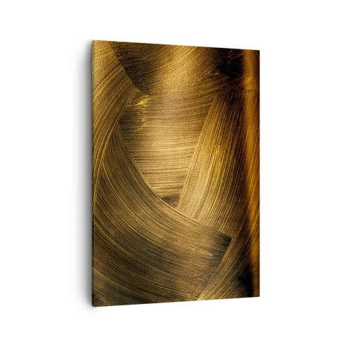 Impression sur toile - Image sur toile - Coups de pinceau abstraits dorés - 50x70cm - Dans un labyrinthe en or - Décoration murale moderne pour le salon et la chambre ARTTOR