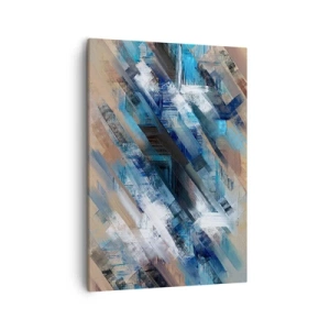 Impression sur toile - Image sur toile - Composition abstraite avec des lignes diagonales bleues - 50x70cm - Diagonale de bleus - Décoration murale moderne pour le salon et la chambre ARTTOR