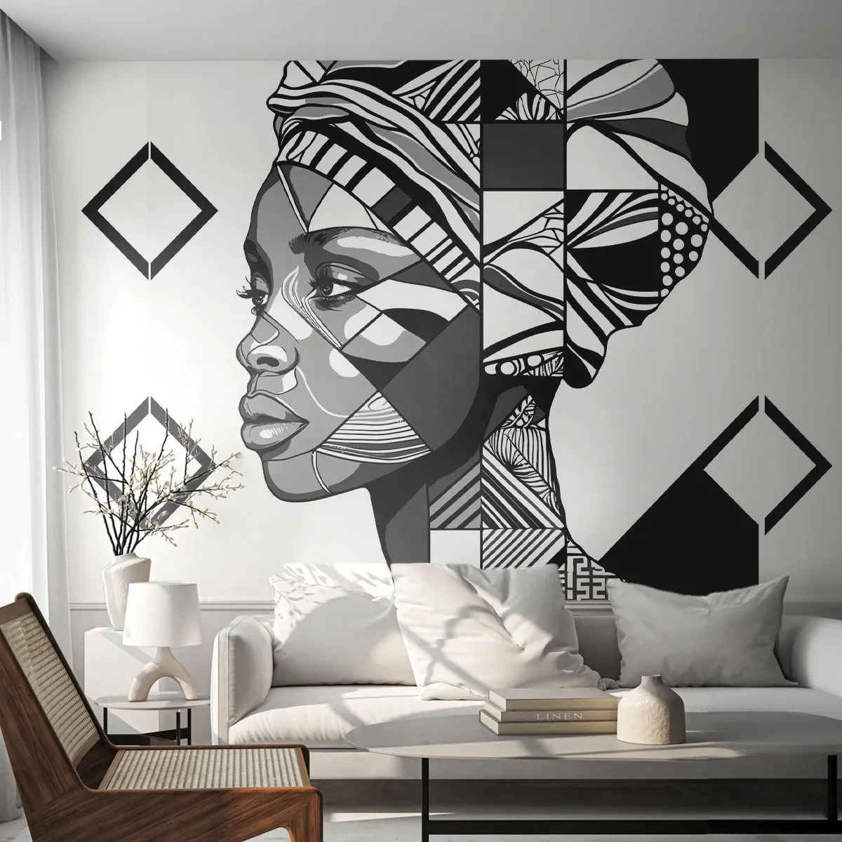 Papier Peint Photo Premium Canvas - Portrait ethnique - Portrait, Afro-américain, Turban - 250x175 cm