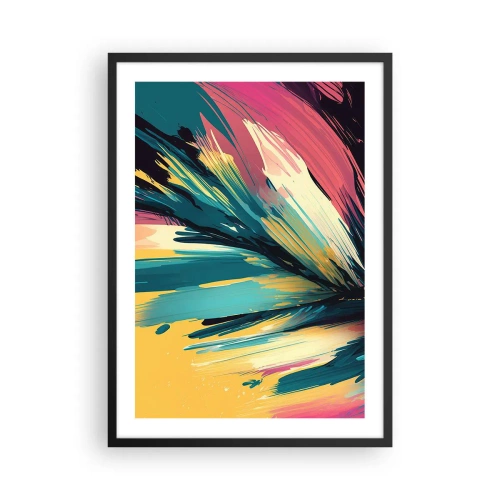 Affiche dans un cadre noir - Poster - Une explosion abstraite de couleurs dans un arrangement dynamique - 50x70cm - Composition – une explosion de joie - Décoration murale moderne pour le salon et la chambre ARTTOR