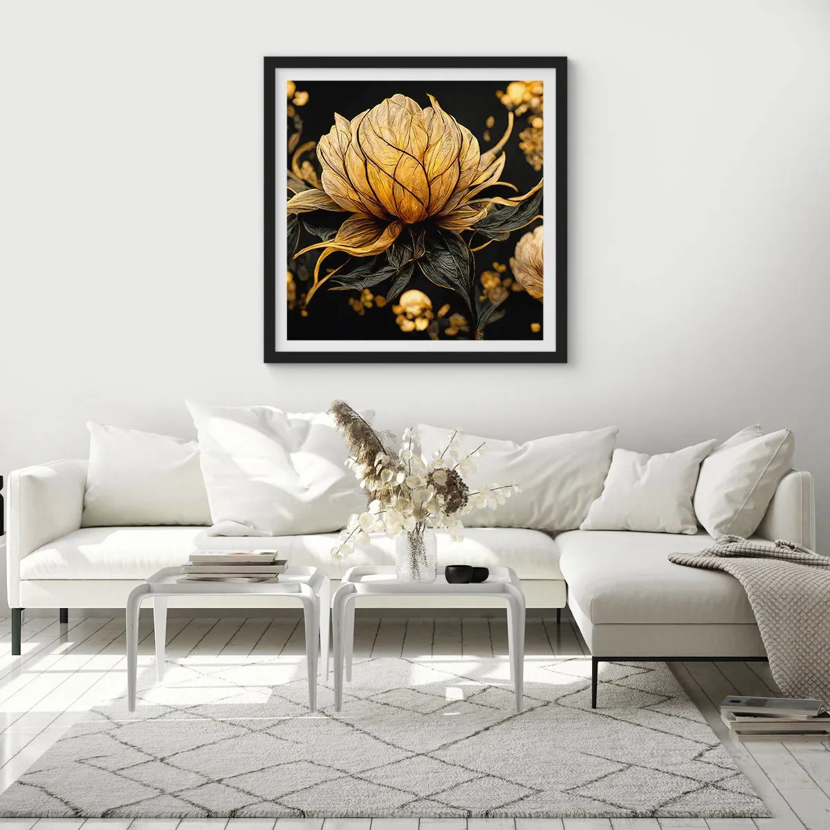 Affiche dans un cadre noir - Poster - Fragilité subtile - 40x40 cm