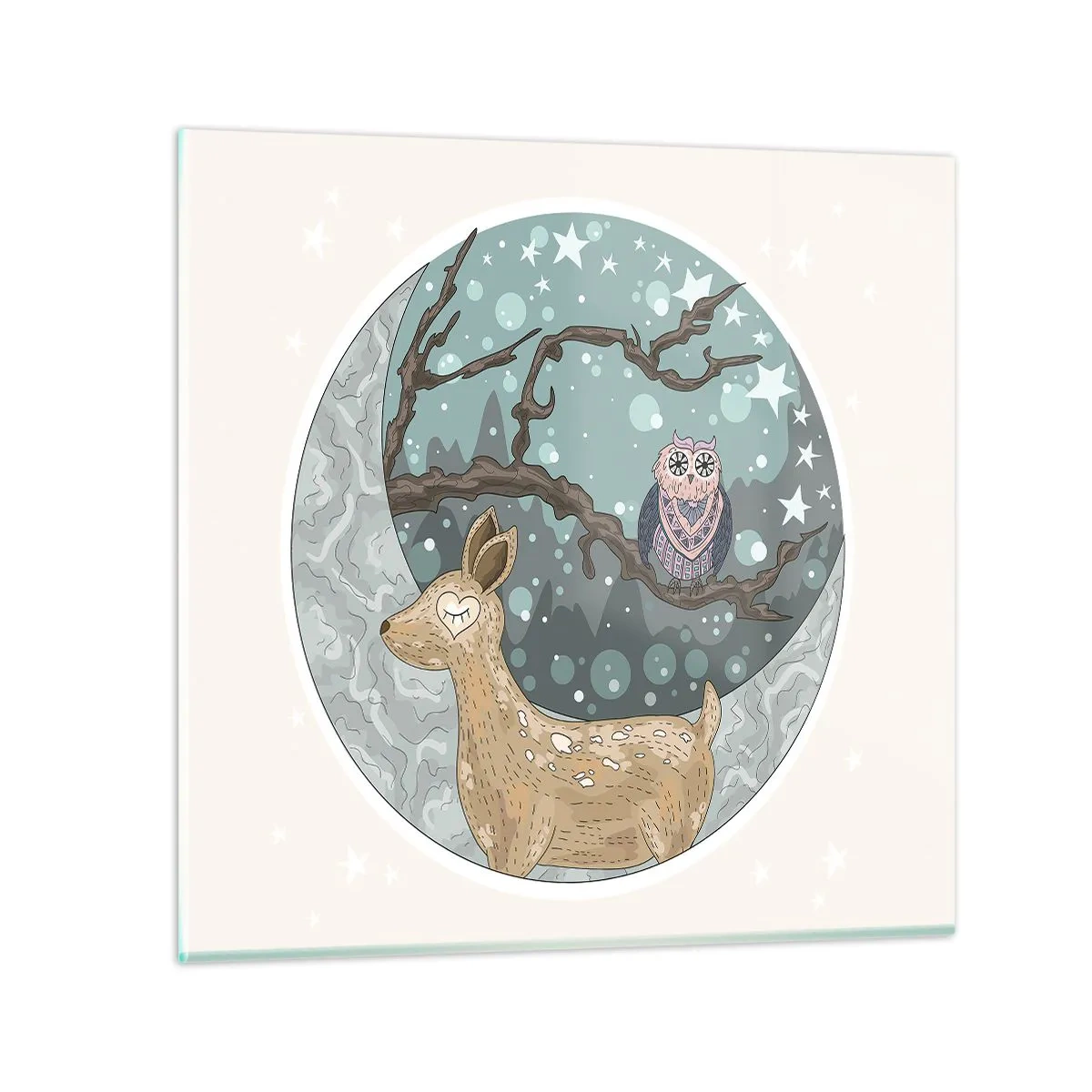 Impression sur verre - Image sur verre - Une nuit de conte de fées en forêt  - 40x40 cm