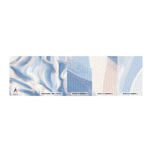 Échantillon De Papier Peint Standard Eco - Vagues bleues - Pastel, Minimalisme, Morceau - 100x30 cm