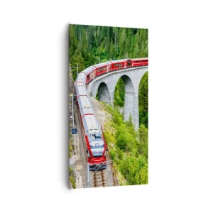 Impression sur toile - Image sur toile - Chemin de fer avec vue sur la montagne - 65x120 cm
