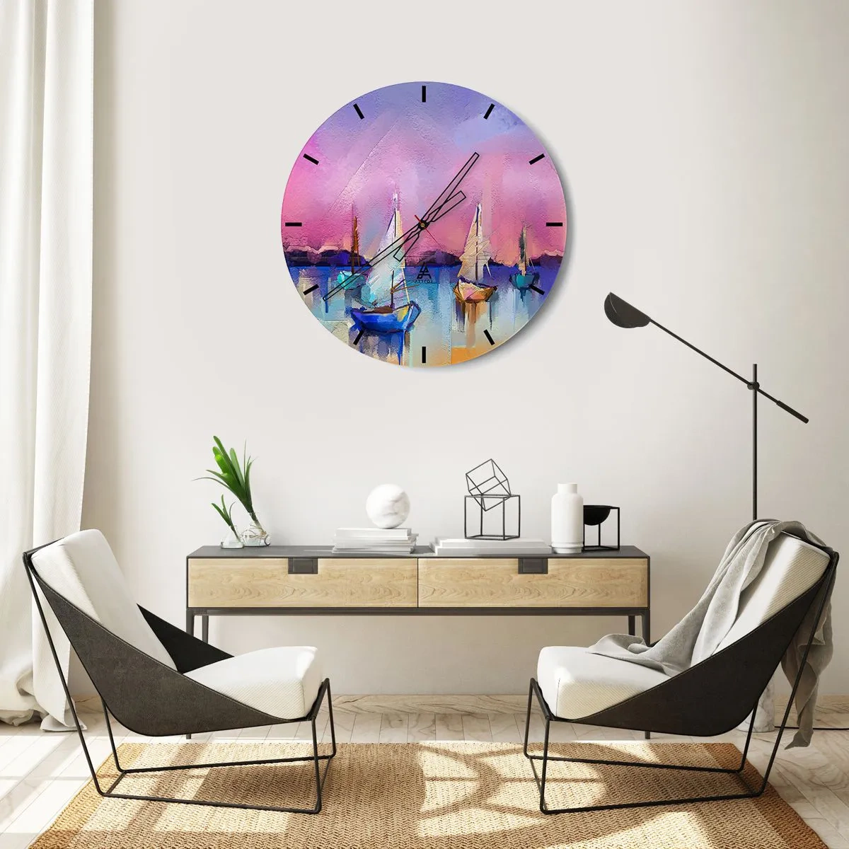 Horloge murale - Pendule murale - Direction: les eaux larges - 40x40 cm