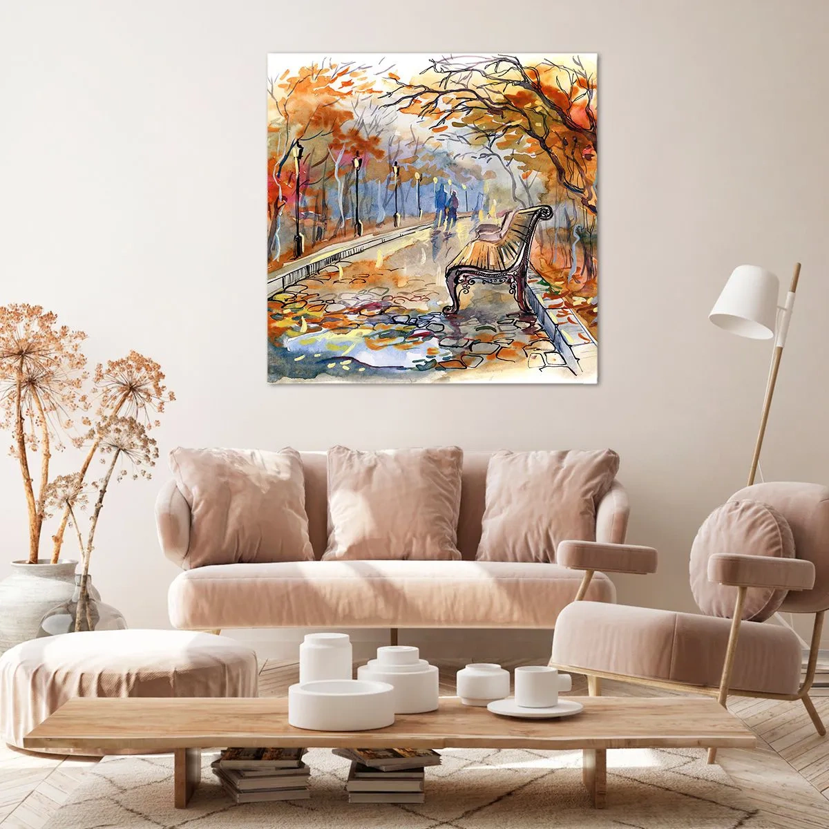 Impression sur toile - Image sur toile - Errer ensemble à l'automne - 40x40 cm
