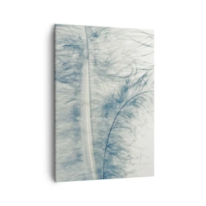 Impression sur toile - Image sur toile - Une plume délicate aux tons pastel sur fond clair - 50x70cm - Les sept natures - Décoration murale moderne pour le salon et la chambre ARTTOR