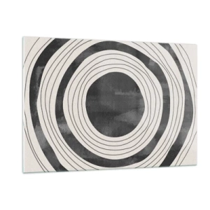 Impression sur verre - Image sur verre - Cercles concentriques noirs et blancs aux contours irréguliers - 120x80cm - Droit au but - Décoration murale moderne pour le salon et la chambre ARTTOR