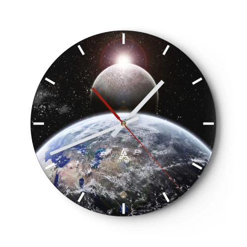 Horloge murale - Pendule murale - Paysage cosmique - lever de soleil - 40x40 cm