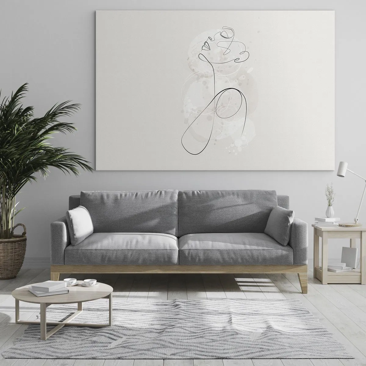 Impression sur verre - Image sur verre - Portrait abstrait dans les tons de blanc - 100x70cm - Spirale de beauté - Décoration murale moderne pour le salon et la chambre ARTTOR