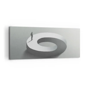 Impression sur toile - Image sur toile - Un homme sur une structure grise et abstraite - 120x50cm - Et sois intelligent ici - Décoration murale moderne pour le salon et la chambre ARTTOR