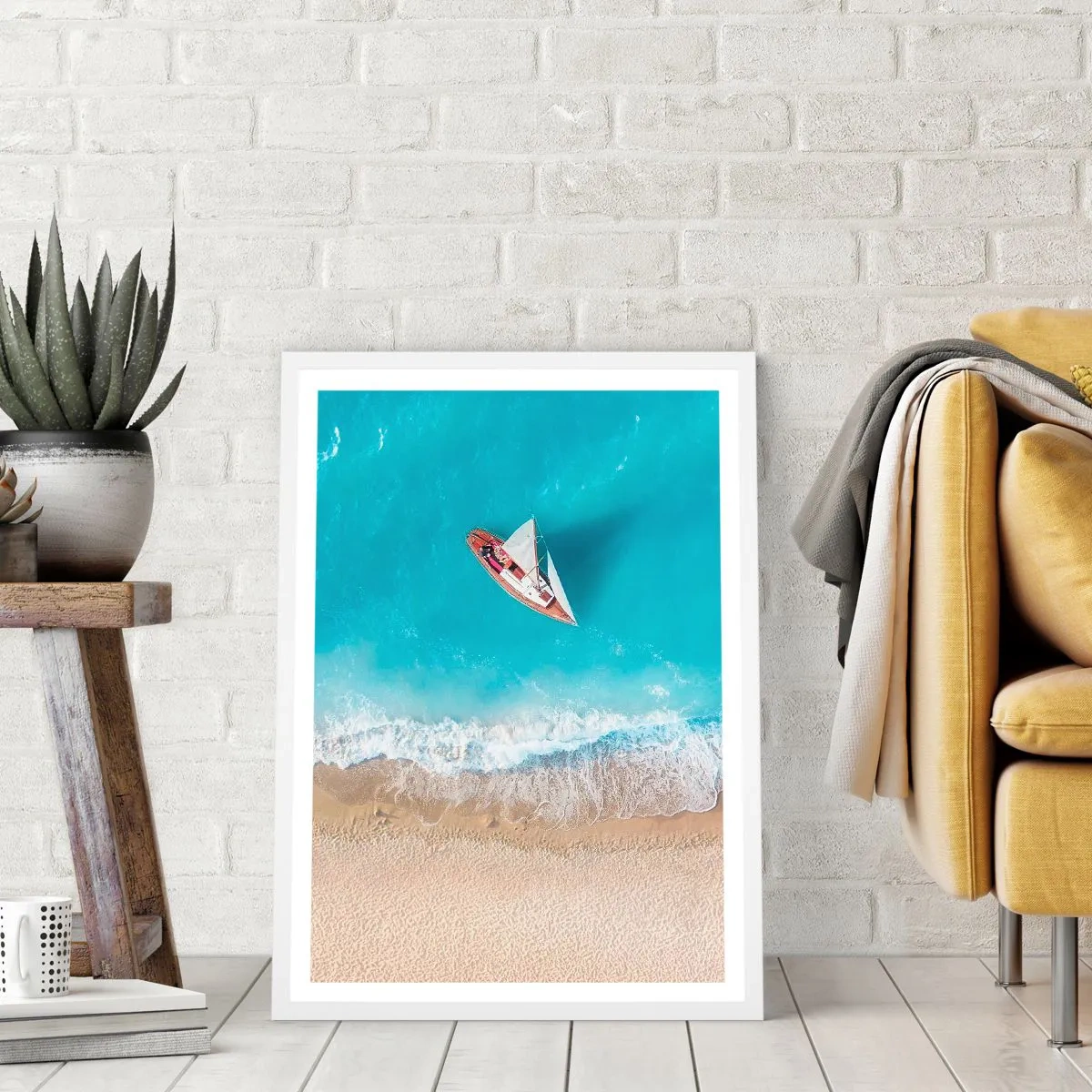 Affiche dans un cadre blanc - Poster - A la frontière de l'azur et de l'or - 30x40 cm