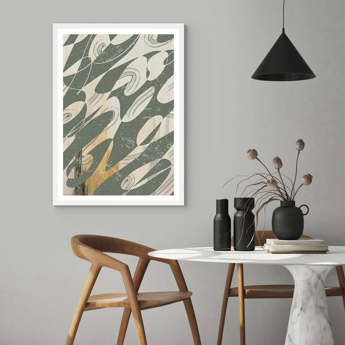 Affiche dans un cadre blanc - Poster - Abstraction rythmique - 50x70 cm