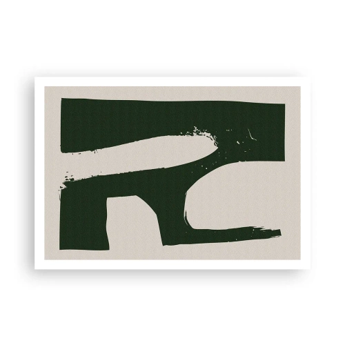Affiche - Poster - Abstrait minimaliste en vert sur fond clair - 100x70cm - Baies blanches - Décoration murale moderne pour le salon et la chambre ARTTOR