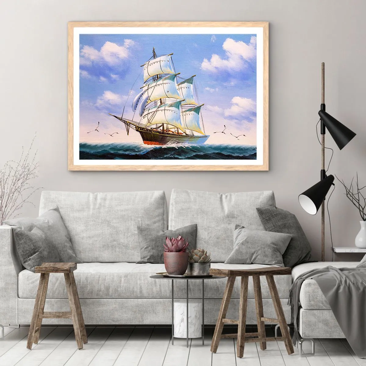 Affiche dans un chêne clair - Poster - Fièrement avec le vent - 40x30 cm