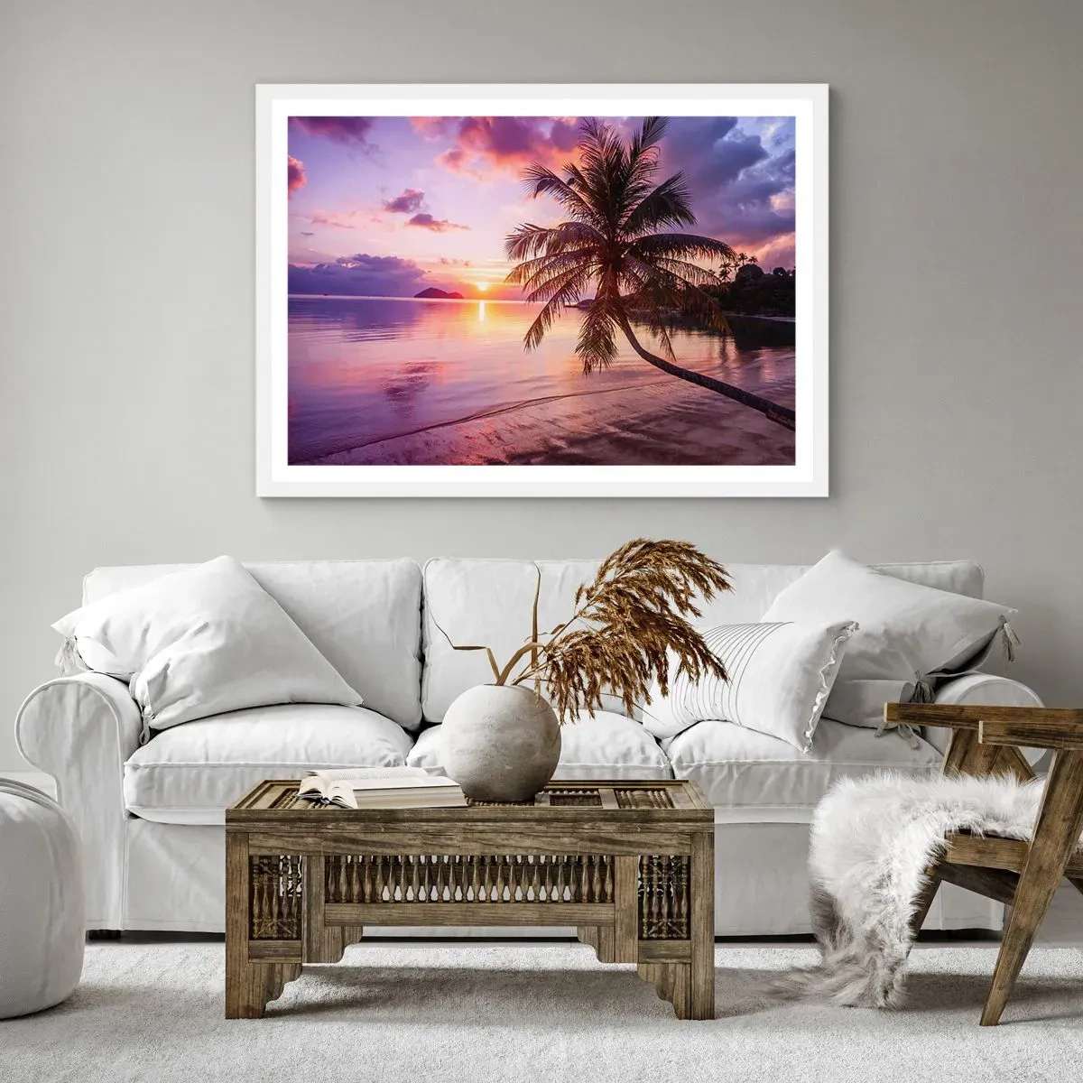 Affiche dans un cadre blanc - Poster - Le bonheur à l'horizon - 100x70 cm