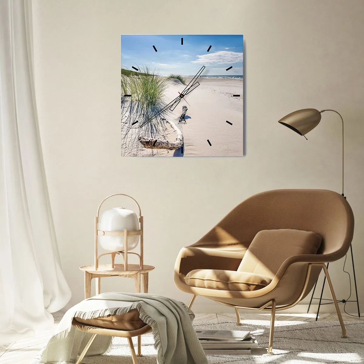 Horloge murale - Pendule murale - Une plage baltique avec du sable, de l'herbe et un ciel bleu calme - 30x30cm - La plus belle? La Baltique - Décoration murale moderne pour le salon et la chambre ARTTOR