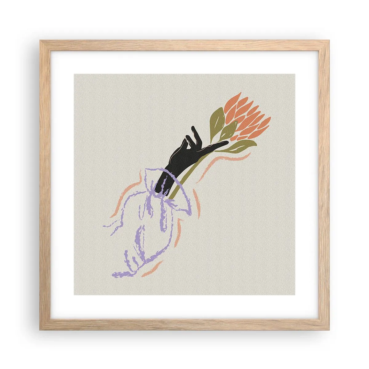 Affiche dans un chêne clair - Poster - Touche fraternelle - 40x40 cm