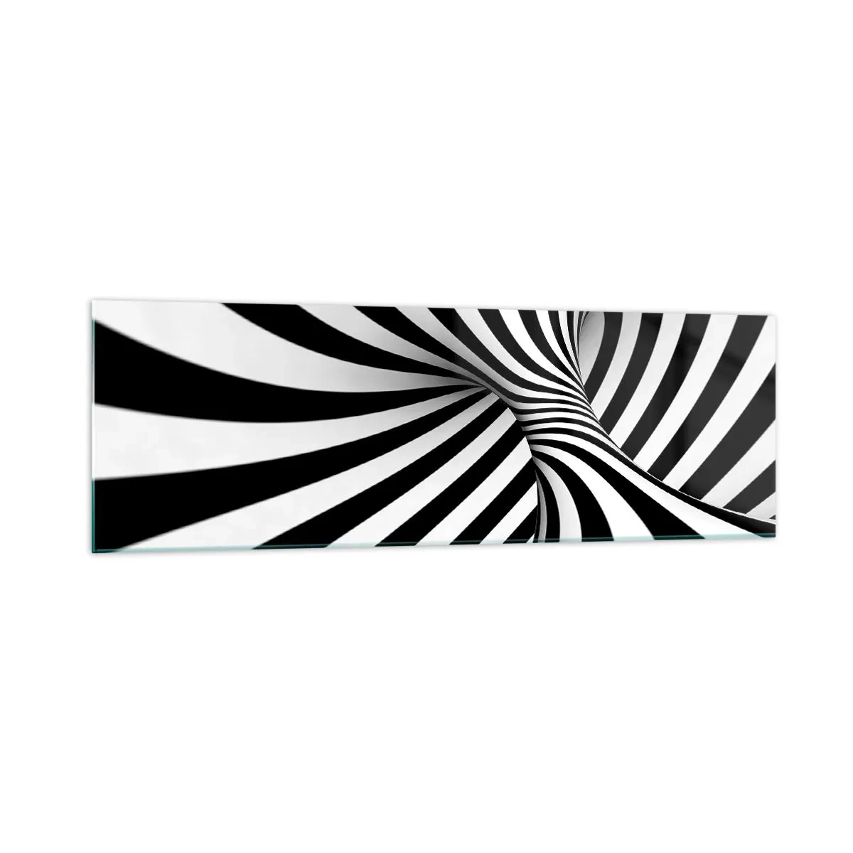 Impression sur verre - Image sur verre - Tunnel abstrait avec des rayures en spirale noires et blanches - 160x50cm - Composition : espace de danse - Décoration murale moderne pour le salon et la chambre ARTTOR