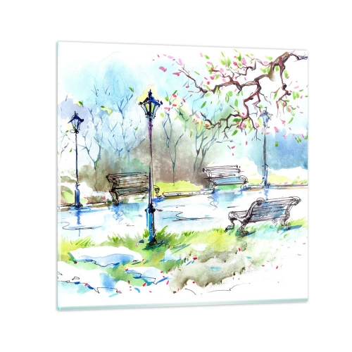 Impression sur verre - Image sur verre - Le charme du silence d'un parc - 70x70 cm