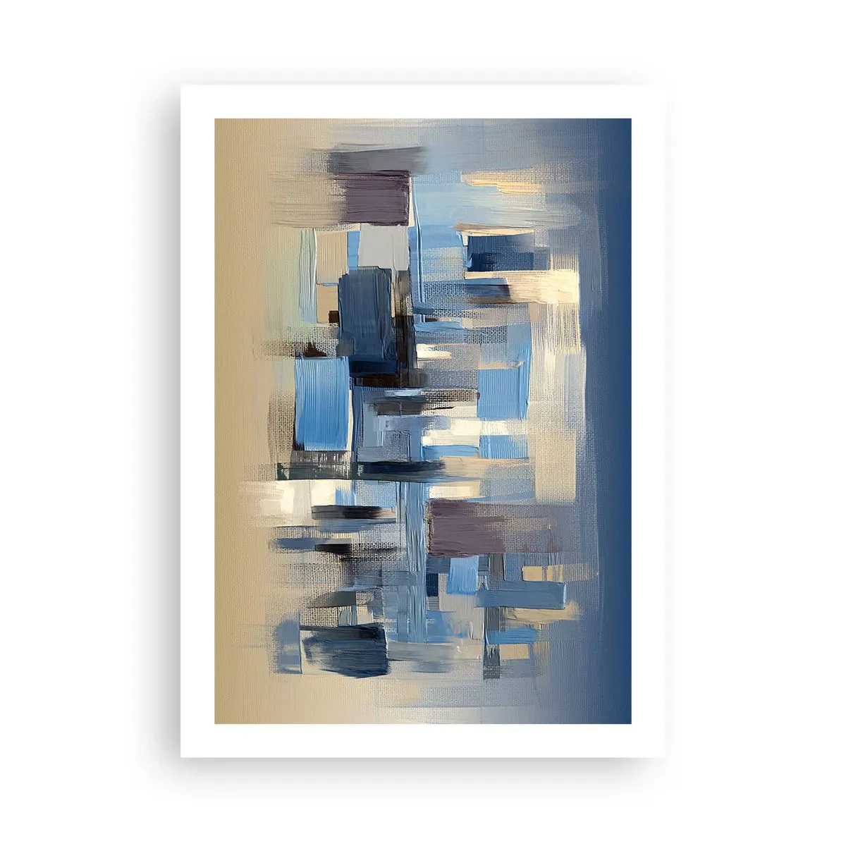 Affiche - Poster - Composition géométrique abstraite dans les tons de bleu - 50x70cm - Construction bleue - Décoration murale moderne pour le salon et la chambre ARTTOR