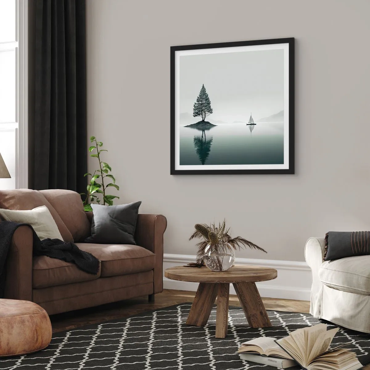 Affiche dans un cadre noir - Poster - Un rêve somnolent - 30x30 cm