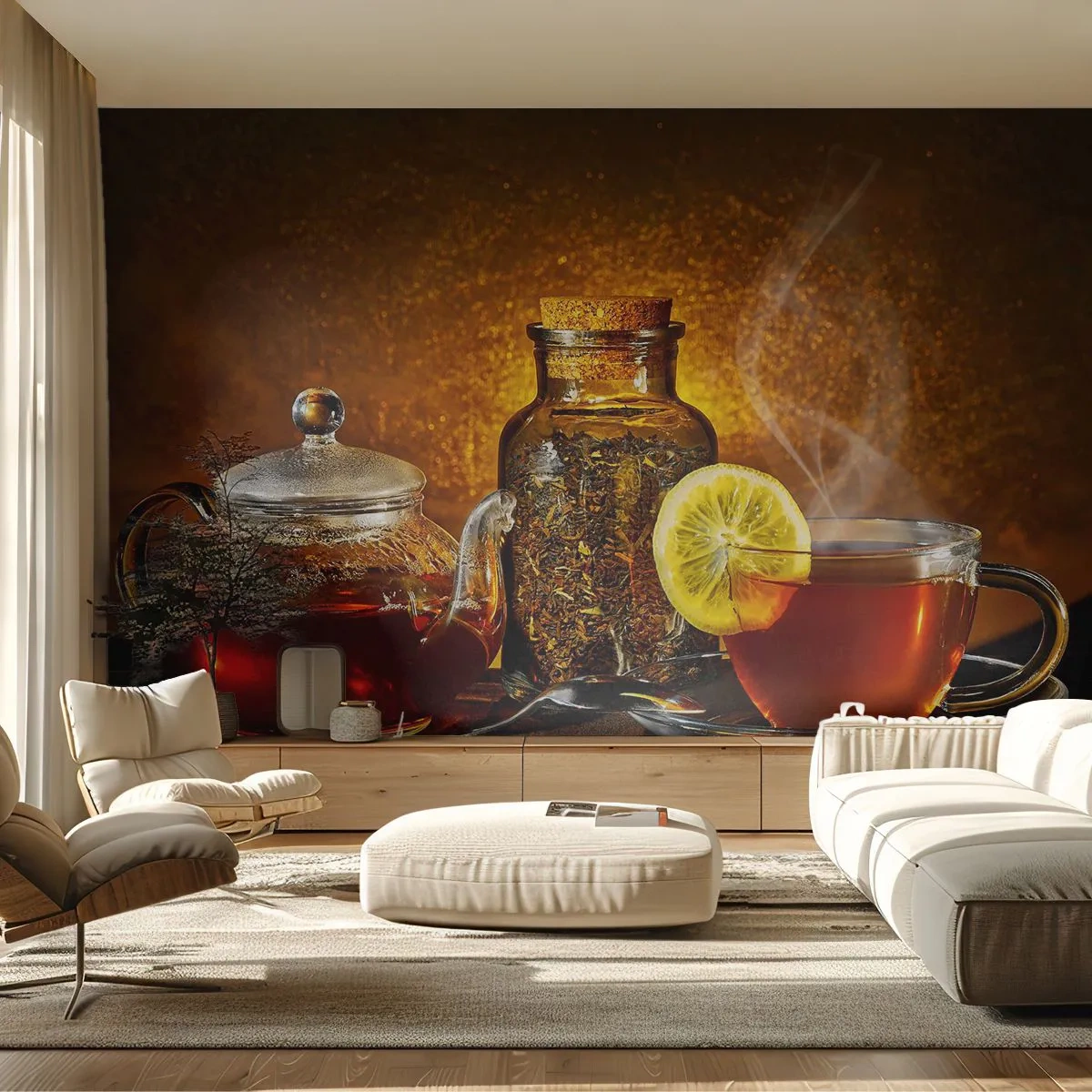 Papier Peint Photo Premium Canvas - Dans le style des maîtres hollandais - La gastronomie, Thé, Tasse à thé - 250x175 cm