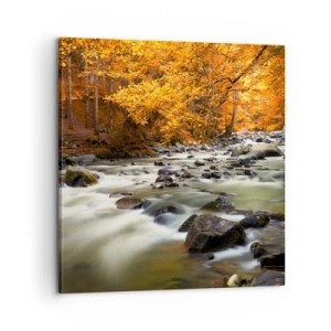 Impression sur toile - Image sur toile - Un ruisseau dans une forêt dorée - 60x60 cm