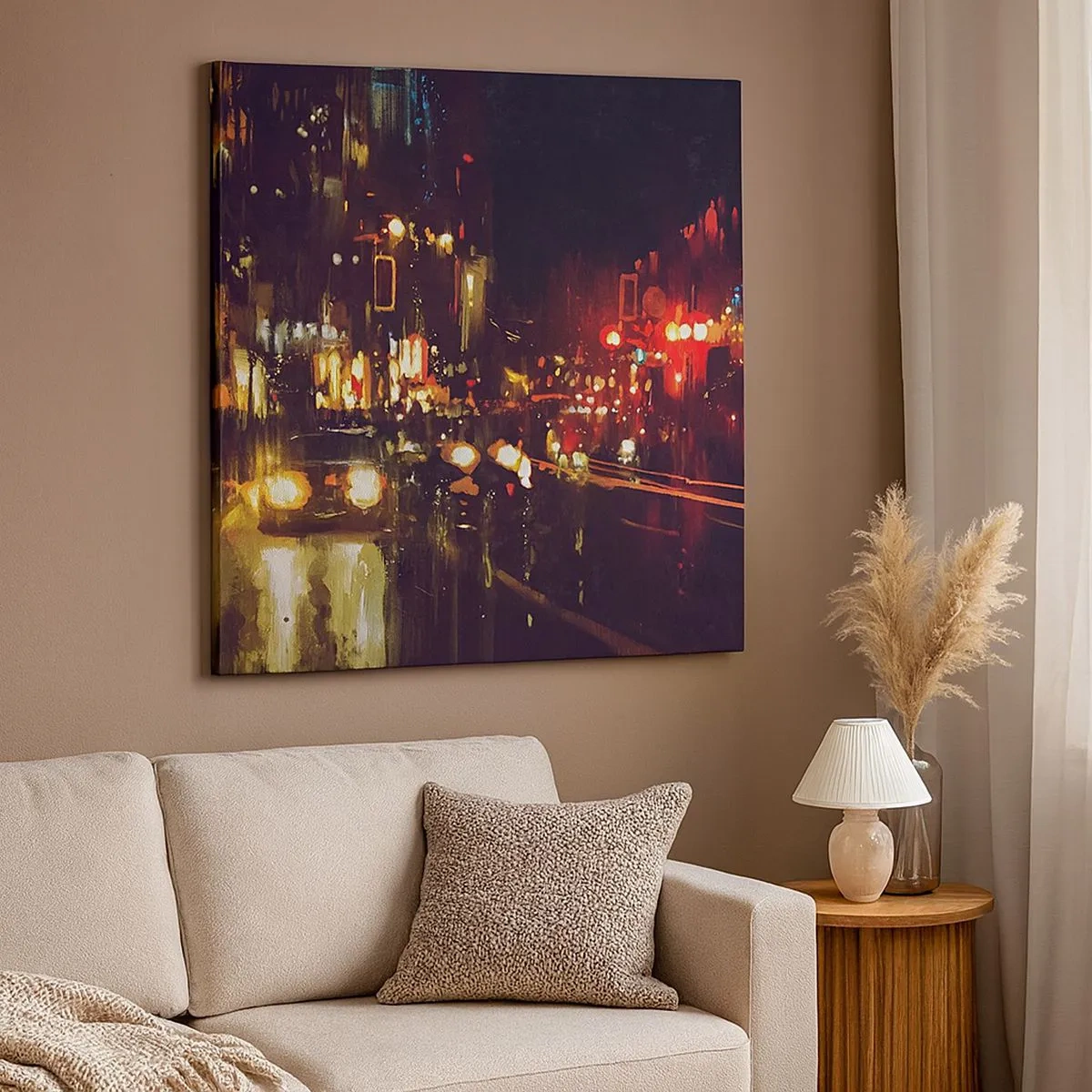 Impression sur toile - Image sur toile - Immergé dans les lumières de la nuit - 30x30 cm