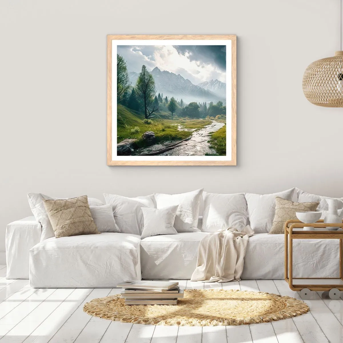 Affiche dans un chêne clair - Poster - Aller et retour - 40x40 cm