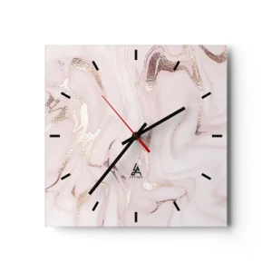 Horloge murale - Pendule murale - Abstraction élégante dans des tons de rose et d'or - 30x30cm - Dans un châle rose - Décoration murale moderne pour le salon et la chambre ARTTOR