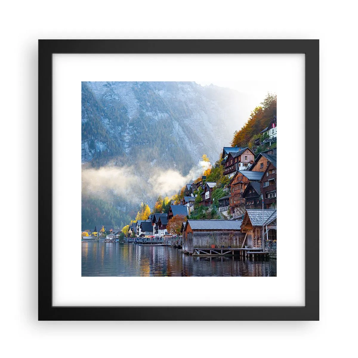 Affiche dans un cadre noir - Poster - Ambiance alpine - 30x30 cm