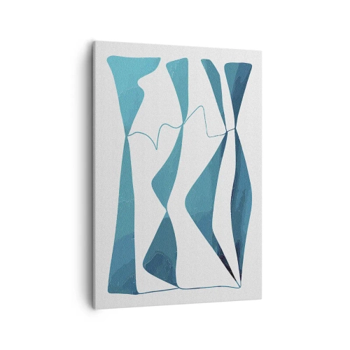 Impression sur toile - Image sur toile - Formes abstraites dans des tons de bleu sur fond blanc - 50x70cm - Abstraction : composé turquoise - Décoration murale moderne pour le salon et la chambre ARTTOR