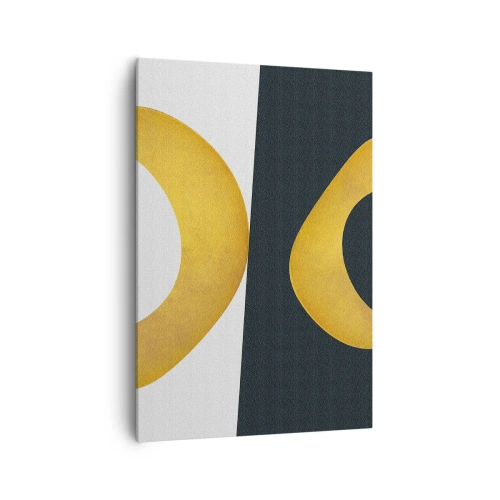 Impression sur toile - Image sur toile - Formes géométriques en or sur fond blanc et foncé - 70x100cm - Avant tout : l’or - Décoration murale moderne pour le salon et la chambre ARTTOR