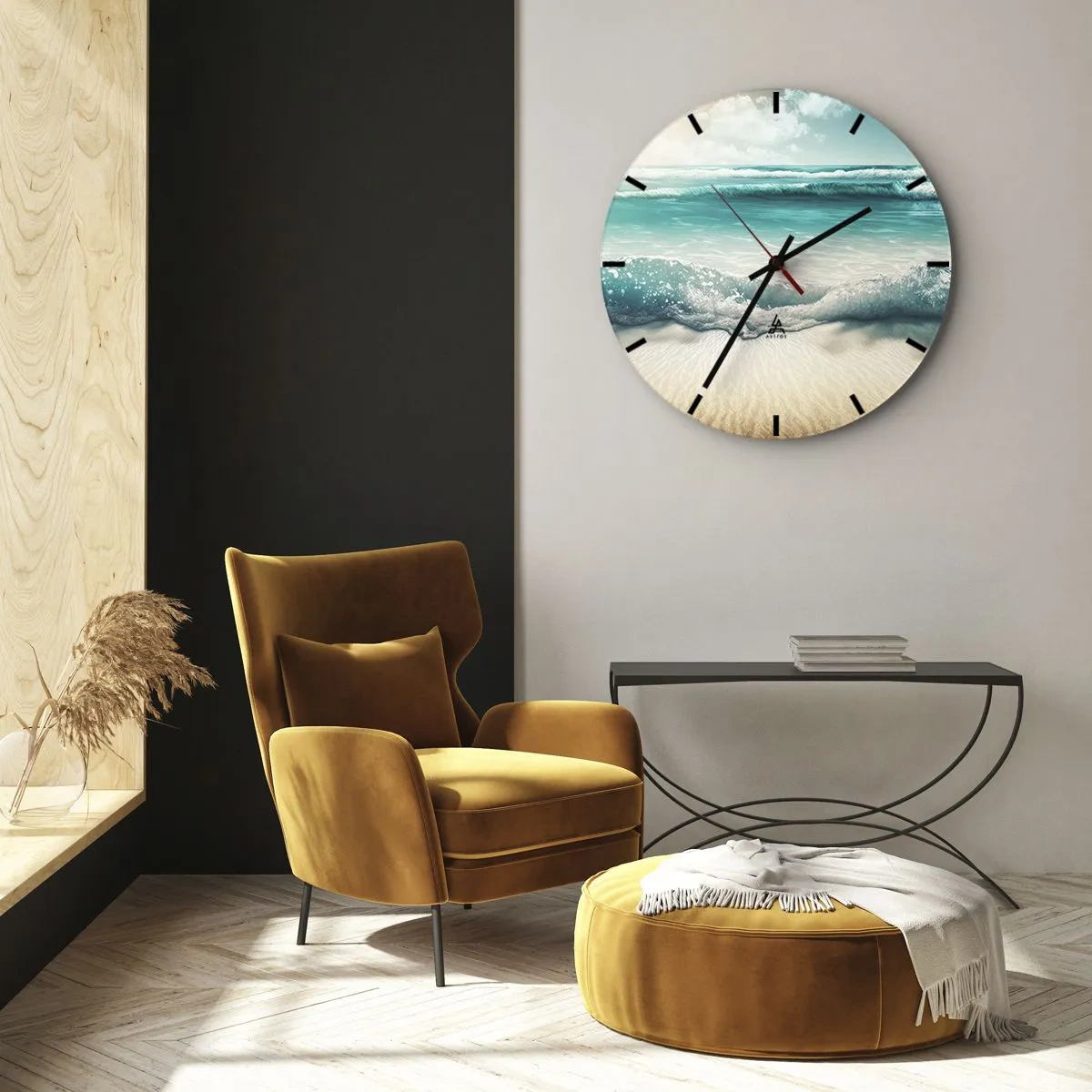 Horloge murale - Pendule murale - Vagues turquoise s'écrasant sur une plage de sable - 30x30cm - La paix de l'océan - Décoration murale moderne pour le salon, la cuisine et la chambre ARTTOR