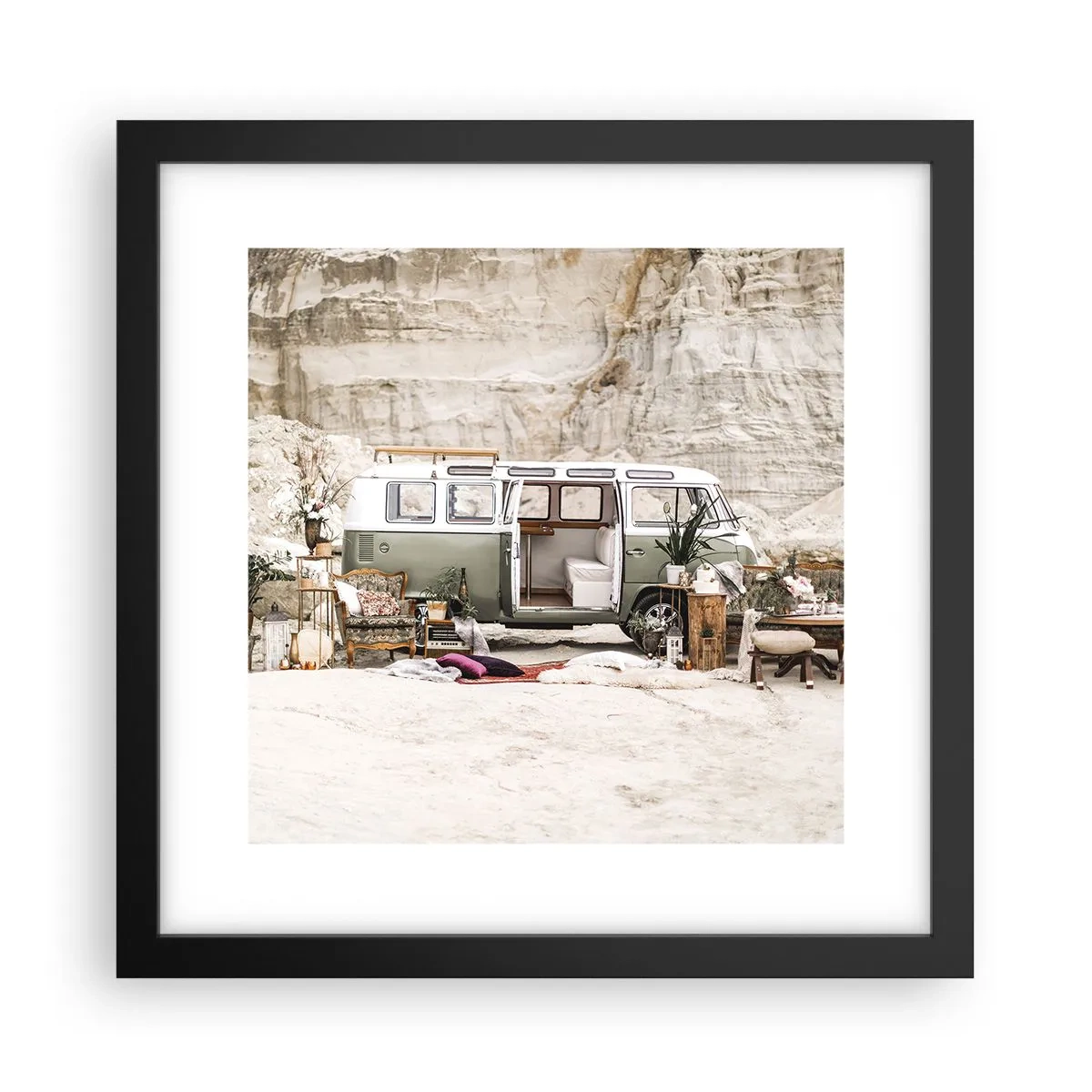 Affiche dans un cadre noir - Poster - Il est temps de commencer le voyage - 30x30 cm