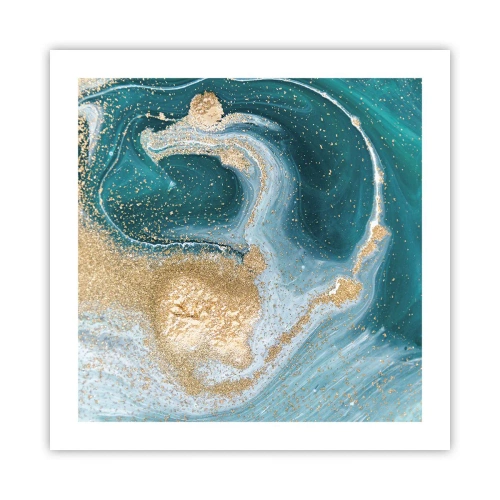 Affiche - Poster - Tourbillon d'or et de turquoise - 50x50 cm
